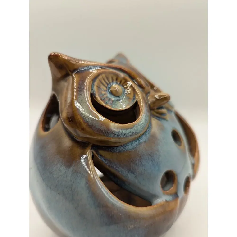 Pier 1 Imports Ceramic Glazed Owl Tealight Votive Candle Holder 5
